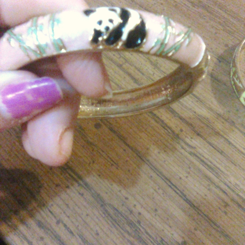 Pink and gold Panda cuff bracelet heavy